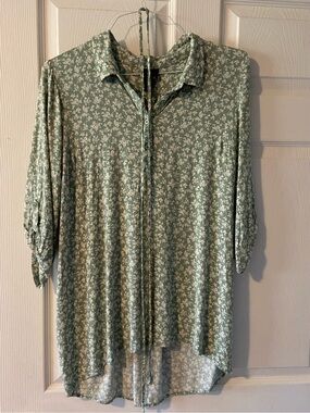 Motherhood Sage Green Floral Button-Front Top